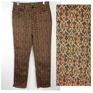 NWOT Lauren Ralph Lauren Green Label Rich Brown Pattern Straightleg Pants Sz. 8